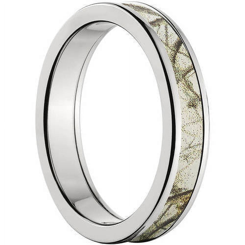 4mm Half-Round Titanium Ring with a RealTree Snow Camo Inlay