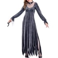 thumbnail image 1 of Sunloudy Disfraz de Cosplay de Halloween para Mujer, Vestido de Novia de Malla de Manga Larga de Longitud Completa con Accesorio de Gargantilla para Niñas, 2 Colores Sunloudy  moda, 1 of 9