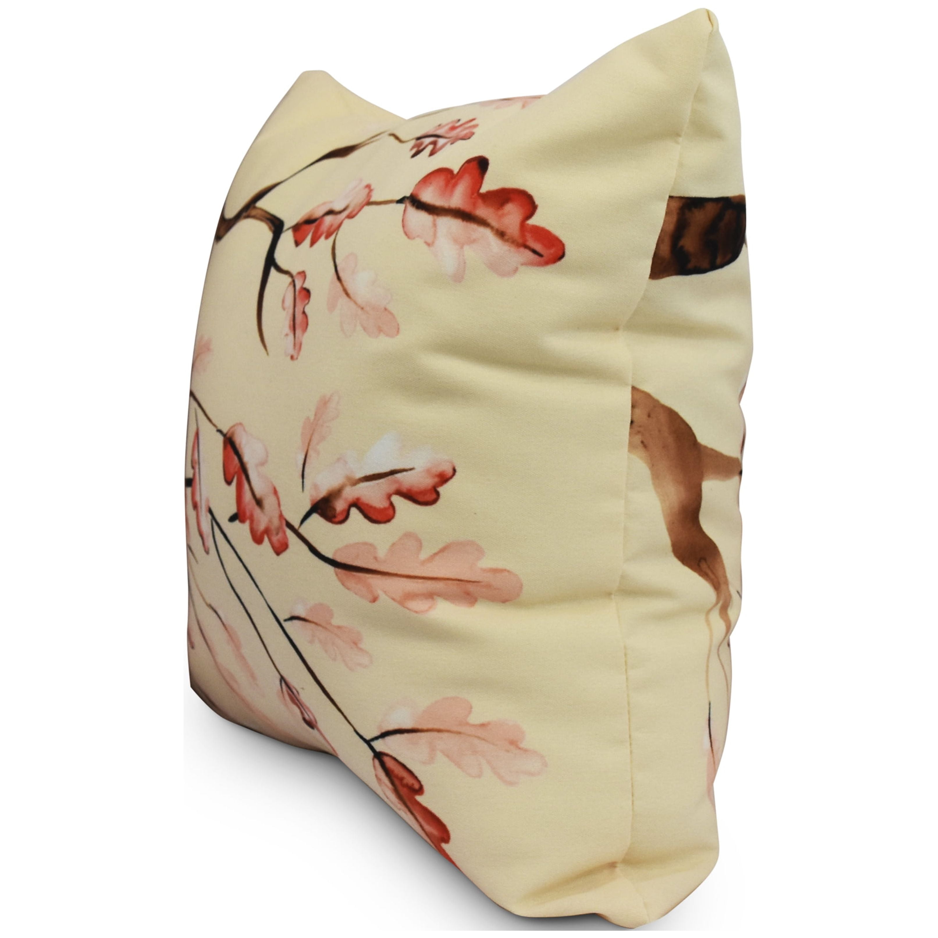 26 Inch Wild Oak Branch Cream Floral Print Decorative Throw Pillow
