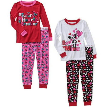 Baby Toddler Girl 4-Piece Valentines Day Tight Fit Pajamas