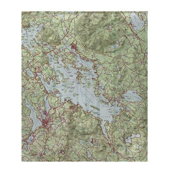 Betsy Drake BK967 50 x 60 in. Lake Winnipesaukee, NH Nautical Map Fleece Throw