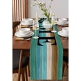 thumbnail image 2 of Teal Brown Home Burlap Cotton Table Runner 13x36 Inches Short, Vintage Wooden Farmhouse Retro Farmhouse Table Runners, Outdoor Dining Tablecloths Decor for Baby Shower/Party/Wedding, 2 of 6