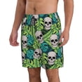 thumbnail image 2 of Kdxio Skull and Palm Leaves Pattern Mens Casual Shorts - Drawstring Summer Beach Sports Shorts for Men, 2 of 9