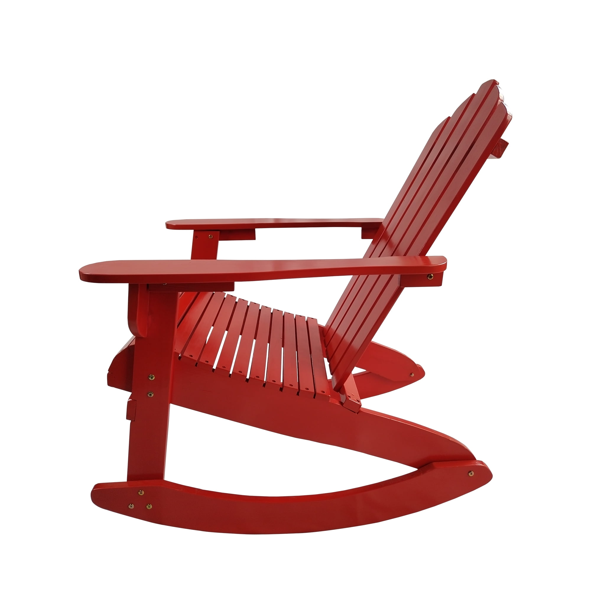 Best Reclining Wooden Outdoor Rocking Adirondack chair, Red