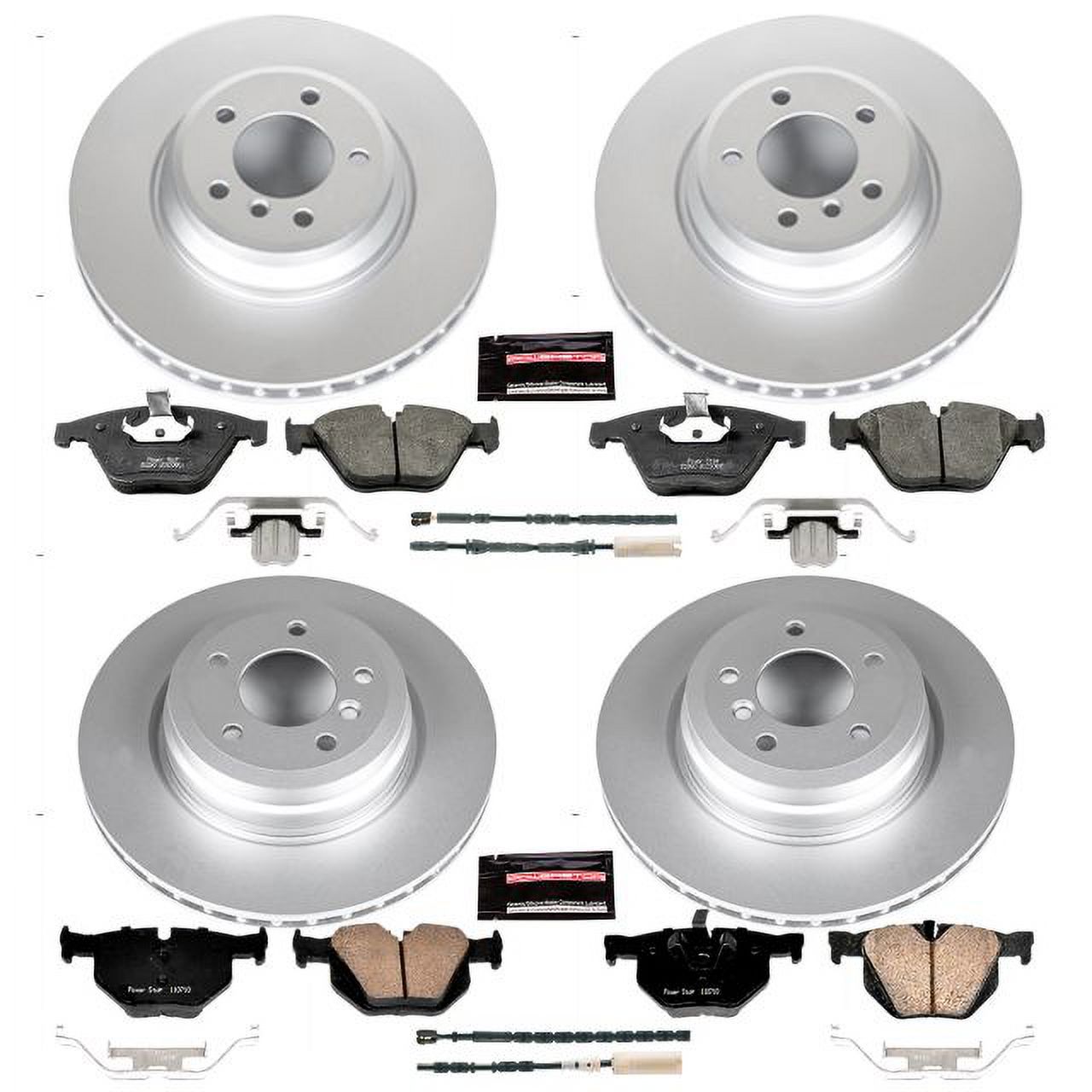 PowerStop Front and Rear Geomet Coated Brake Rotor and Pad Kit Fits: BMW Select Models CRK6059