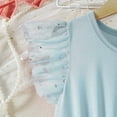 thumbnail image 3 of Wuxian Kids Girls Dresses Flutter Sleeve Crew Neck Tulle Mesh With Sparkly Sequin Girl Party Dress Princess Casual Dresses Outfit Dress, Blue, 4-5 Years, 3 of 7