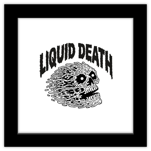 Gallery Pops Liquid Death - Official Skull Logo Wall Art, Black Framed Version, 12" x 12"