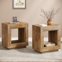 Tribesigns 23.62" Farmhouse End Table Set of 2, 2-Tier Rectangular Side Table with Shelf Storage, Sofa Side Table Bedside Table for Living Room and Bedroom