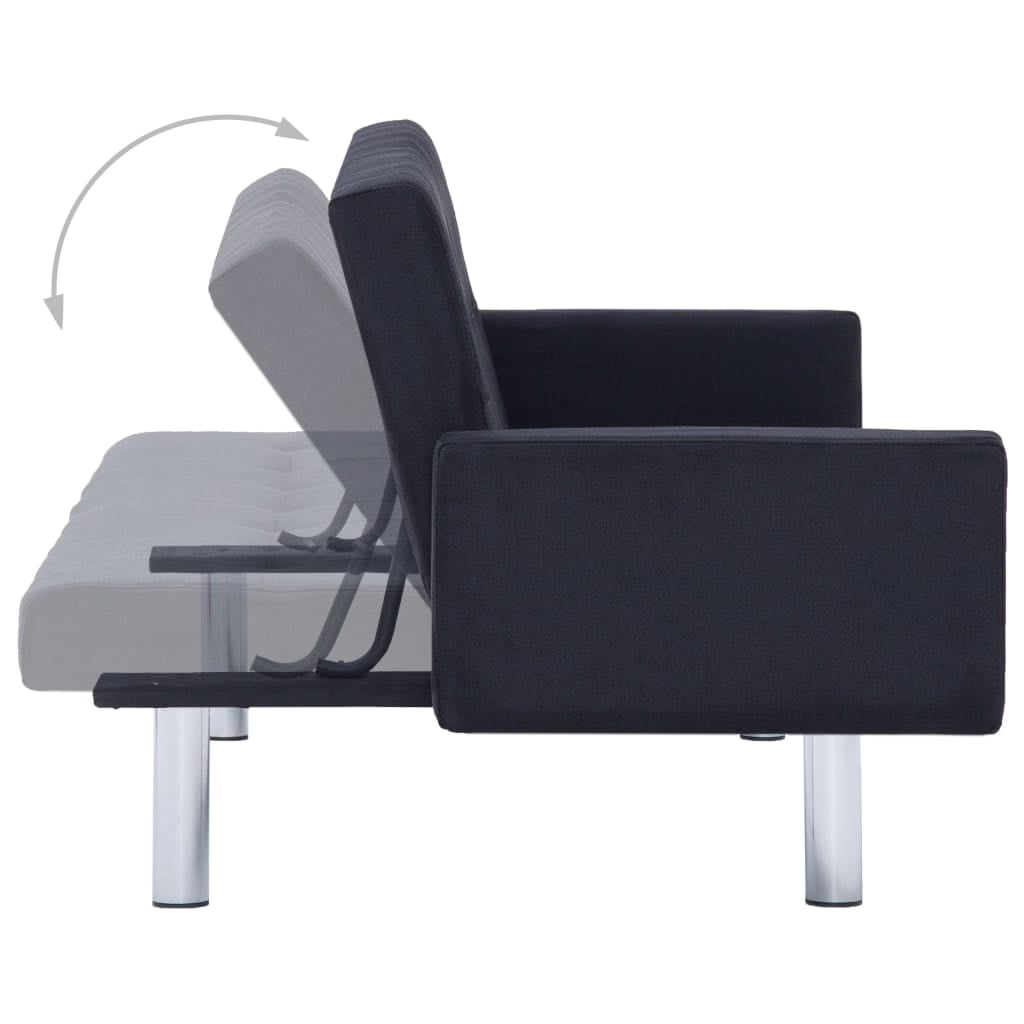 Kepooman Home Convertible Faux Leather Sofa Bed with Armrest for Living Room, Black Kepooman Home Convertible Faux Leather Sofa Bed with Armrest for Living Room, Black