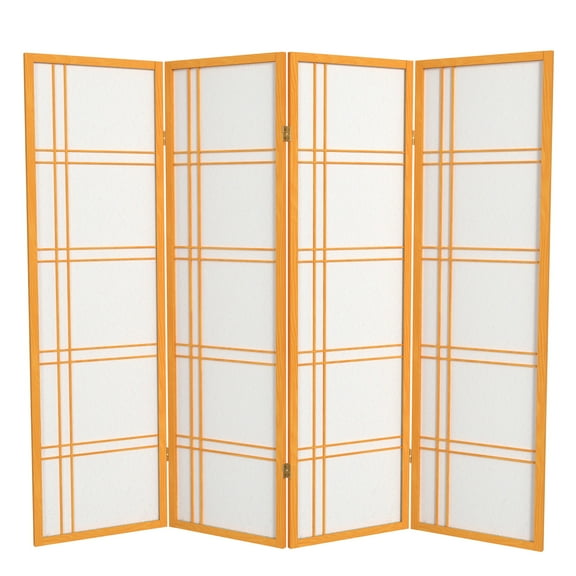 5 ft Tall Shoji Screen Room Divider - Honey, 4 Panels