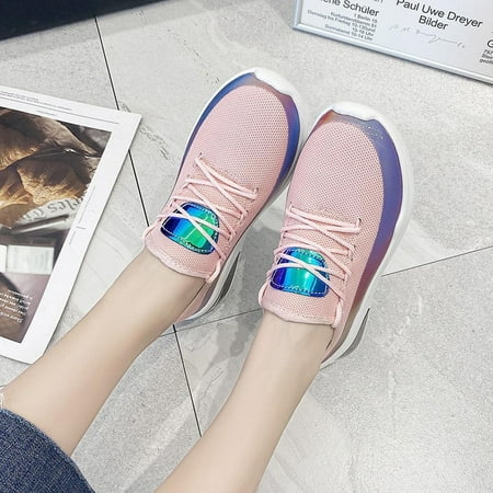 

Ecqkame Women s Sneakers Clearance Summer Plus Size Fashion Casual Mesh Breathable Women s Sports Shoes Pink 42