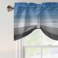 thumbnail image 3 of Blue Gray Tie Up Valance Curtains for Windows, Kitchen Curtains Window Shades, Vintage Farmhouse Gradient Wooden Grain Art Light Filtering Roman Curtain Valances for Bedroom/Bathroom/Cafe 54"x18", 3 of 9