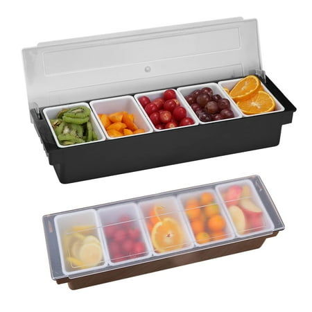 

FJXIN Plastic Garnish Station with 5 Trays and Lid