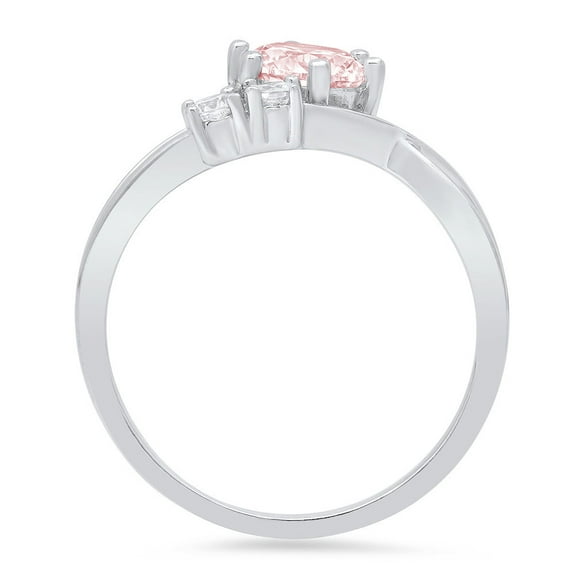 0.87 ct Round Cut Simulated Pink Diamond Three-Stone Engagement Ring for Women in 18K White Gold