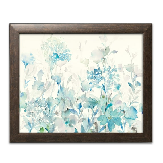 Gango Home Decor Contemporary Translucent Garden Blue Crop by Danhui Nai (Ready to Hang); One 18x12in Brown Framed Print