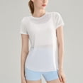 thumbnail image 2 of Camiseta holgada con corte en la espalda para mujer: cuello redondo, manga corta, poliéster, para yoga/deporte (tallas S-XL), 2 of 4