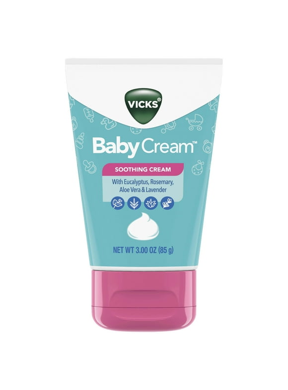 Vicks BabyCream Soothing Cream, Non-Medicated with Aloe, Eucalyptus, Lavender, and Rosemary, 3 oz