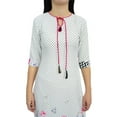 thumbnail image 4 of Bimba Women's White Moss Georgette Kurti Summer Wear Printed Tunic Kurta-6, 4 of 8