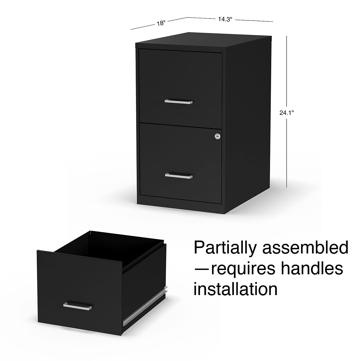 Staples 2-Drawer Vertical File Cabinet Locking Letter Black 18"D (52149) 2806262
