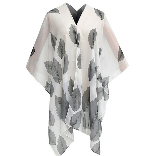 Bufanda y chal de gasa con estampado, para mujer, de verano, con protección solar, de comercio exterior, de seda, con botones y ojales.