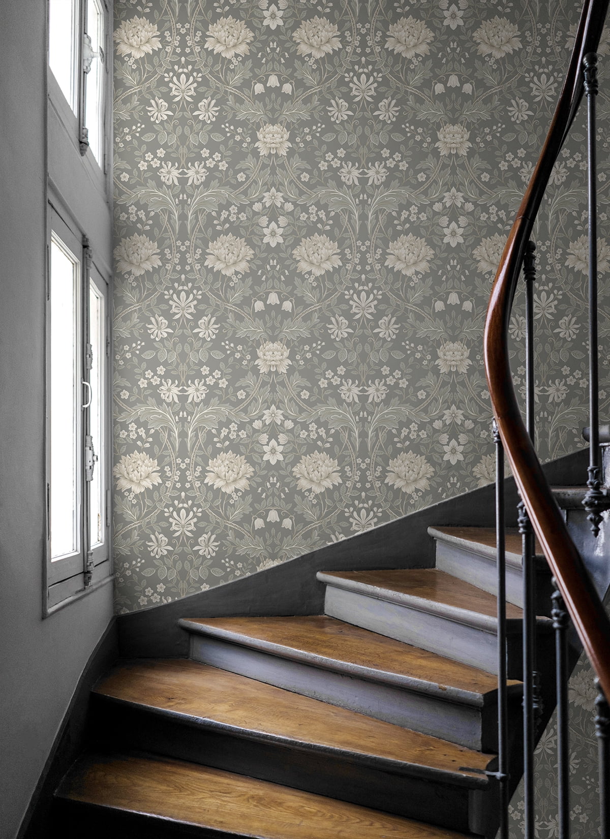 NextWall  Honeysuckle Trail Peel and Stick Wallpaper 20.9 in. W x 18 ft. L - Daydream Grey