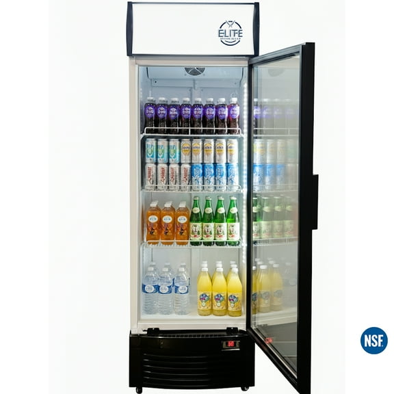 25-Inch Commercial Beverage Refrigerator – 13 Cu. Ft. Upright Glass Door Cooler, NSF Certified, Dynamic Cooling, Auto Defrost, LED Lighting
