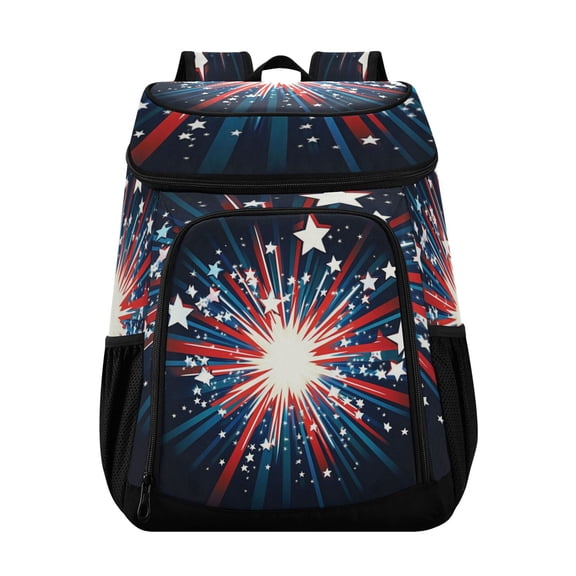 36 Can Capacity Insulated Backpack Cooler Lunch Bag for Picnics, Camping Stars Exploding