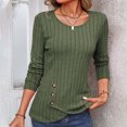 thumbnail image 7 of mihongmao Fashion Fall Clothes for Women Fashion Women's Solid Color Knitted Round Neck Pullover Long Sleeved Top, Army Green XXL, 7 of 7