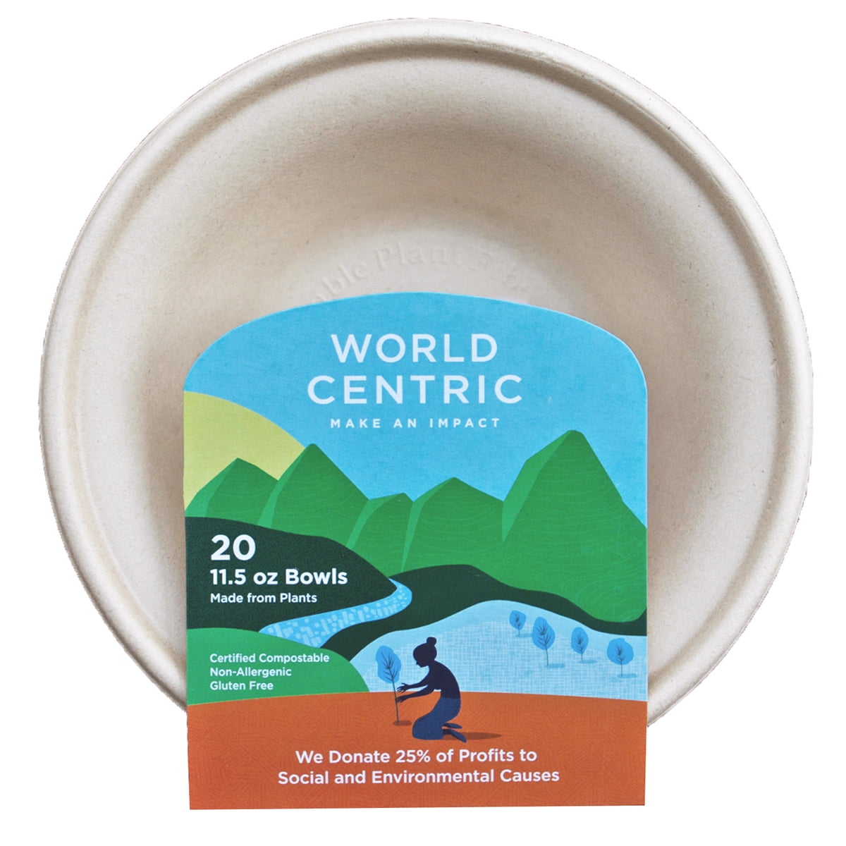 World Centric Wheat Straw and Compostable Bowls, 11.5 oz, 20 Count