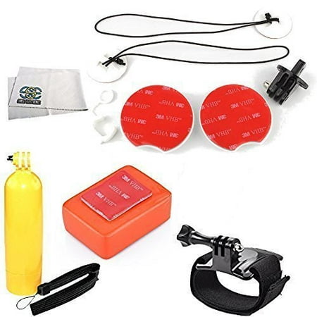 Surf Accessory Kit Includes Wrist Strap + Bobber Handle with Thumb Screw + Surfboard Mount Kit + Floaty Sponge & 3M Adhesive + Microfiber Cleaning Cloth for GoPro HERO+, HERO4 Session, HERO4,