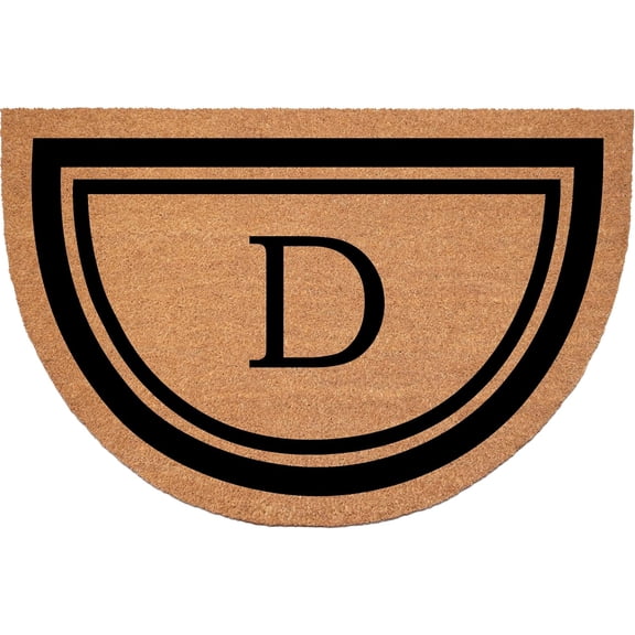 Calloway Mills 152962436HC D Half Circle Black Border 24" x 36" Monogram Doormat (Letter D)