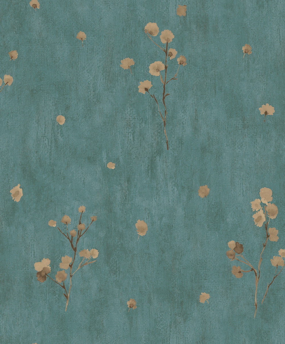 Floral Brown, Aegean Blue Distressed Flowers Wallpaper Roll - Walmart.com