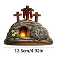 thumbnail image 3 of Easter Resurrection Tomb Ornament He is Risen Light-Up 2D Wooden Tabletop Decor of Thorns Cross Religious Sign for Home Mantel, Altar & Easter Celebrations Use, 3 of 7