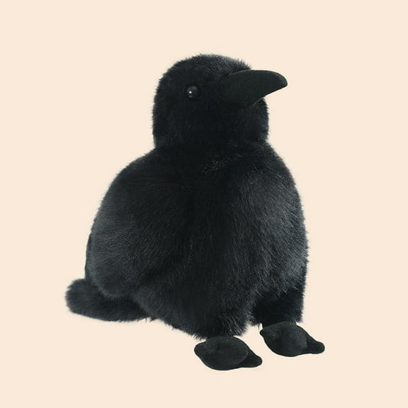 PPgejGEK Realistic Black Crow Plush Toy - Soft Stuffed Animal Doll with Lifelike Details, Halloween Gift for Kids & Adults, Unique Cuddly Bird Plushie for Decor & Play