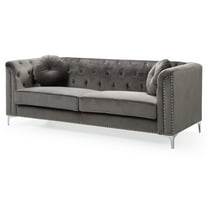 Glory Furniture Pompano Velvet Sofa in Dark Gray