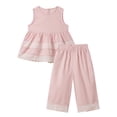 thumbnail image 4 of Girls 2-Piece Outfit Eyelet Lace Sleeveless Tunic and Wide Leg Pants Set for Girls, 4 of 6