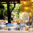 thumbnail image 3 of Chafing Dish Buffet Set 5QT, Stainless Steel Round Chafing Dishes for Buffet with Lid Holder & Glass Lid for Parties, Wedding, Camping, Dinner (2/4Pack, Silver/Gold), 3 of 9