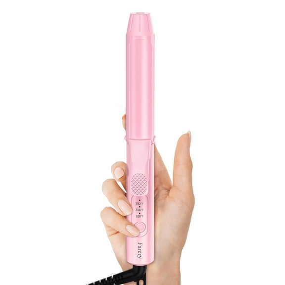FARERY Mini Curling Iron, 1" Travel Size Hair Curler with Adjustable Temperatures, Pink