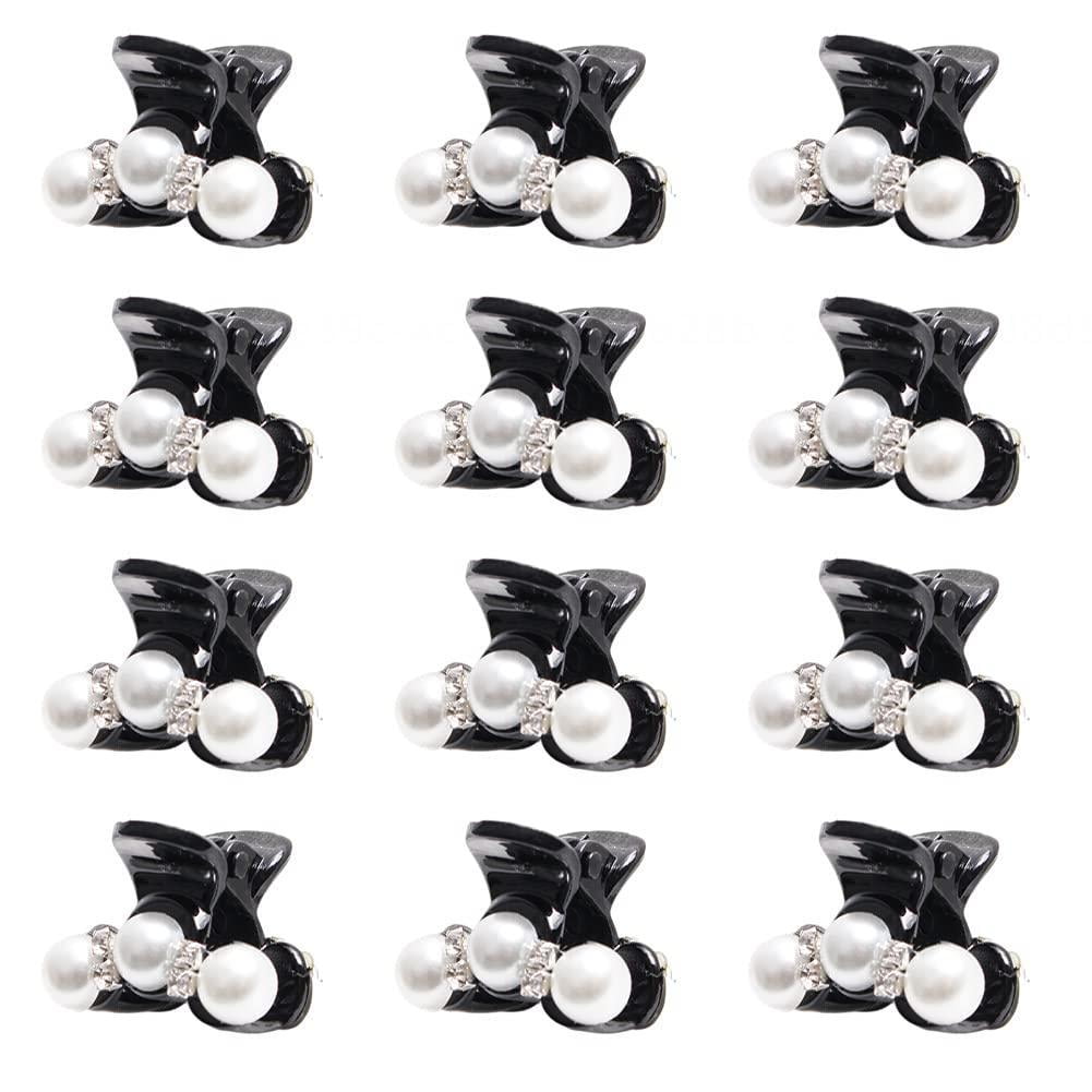 12PCS Women Butterfly Three Pearls Hair Clips, Claw Clip Hair