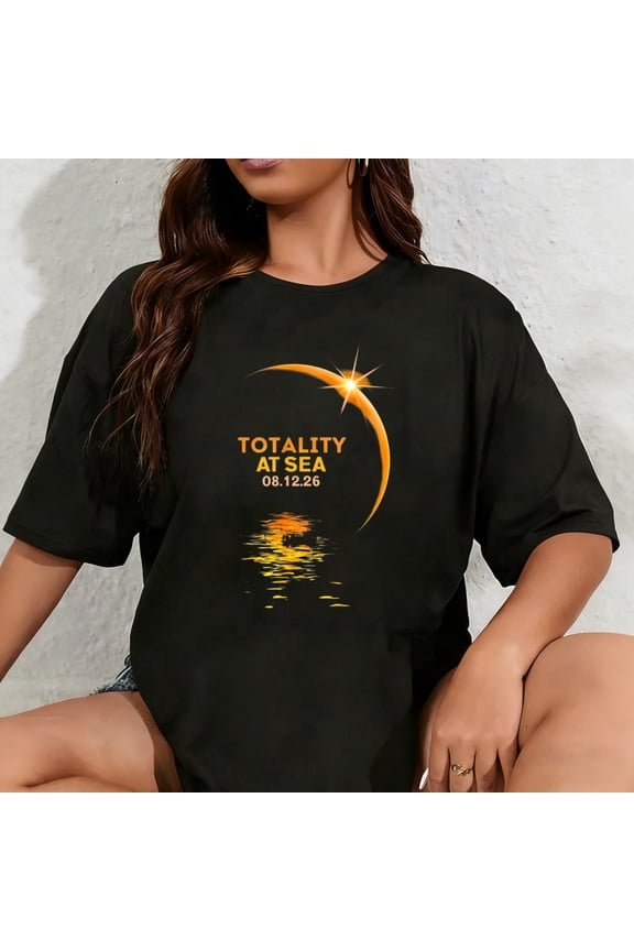 100% Cotton Unisex Totality at Sea 08 12 26 Total Solar Eclipse Sky Watchers T-Shirt