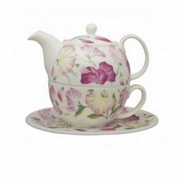 Roy Kirkham ER3019 90 mm Sweet Pea Tea for One Teapot with Tea Cup & Saucer, Multi Color