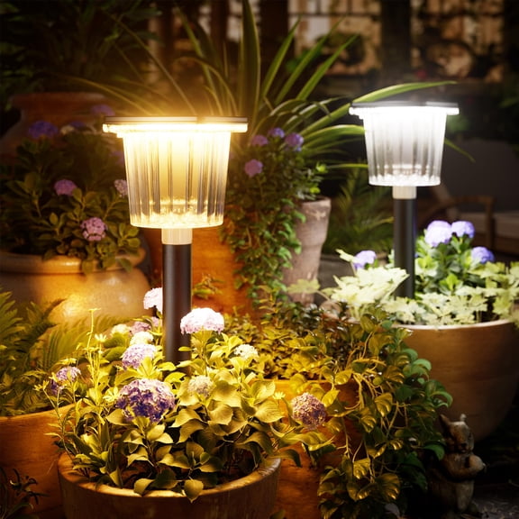 Super Bright Solar Pathway Lights 8 Pack, Adjustable Warm & Cold Solar Lights Outdoor Waterproof IP65, Auto On/Off, Outdoor Decor Light for Garden, Landscape, Path, Yard, Patio, Driveway
