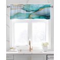 thumbnail image 2 of Turquoise Gold Marble Kitchen Valances for Windows Farmhouse Linen Window Valance Curtain for Living Room Window Treatment Modern Abstract Geometric Valance Rod Pocket Topper Drape, 42 x 18 Inch, 2 of 6
