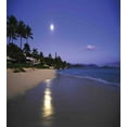 thumbnail image 3 of Hawaiian Duvet Cover Set, Houses Clear Sky Full Moon Reflection at Daybreak on a Hawaii Beach Exotic Life, Decorative 2 Piece Bedding Set with 1 Pillow Shams, Twin Size, Navy Sand, by Ambesonne, 3 of 3