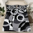 thumbnail image 2 of Feelyou Chic Circle Abstract Bed Sheets, Modern Minimalism King Sheets, Fashion Geometric Stripes Sheet Set, Ultra Soft Home Decor, 4-Piece, 2 of 7