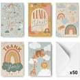thumbnail image 1 of Baby Shower Thank You Cards Assortment, 50-count | Hand-illustrated 5 Designs, Envelopes Included, Bulk Variety Pack (nature), 1 of 5