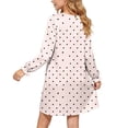 thumbnail image 5 of ATORRE Girls Bowknot Long Sleeve Dress Lightweight Cute Polka Dots Loose Crewnecke Swing Satin Dresses for Daily Fall Winter 2026 Beige 14-15 Years, 5 of 8
