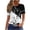 Black#1, variant on Women's Summer Slim Fit Casual Fashion Print Round Neck Short Sleeve T - Shirt Black White Floral Graphic Stretchy Soft O - Neck Tee Top (S - 2XL)