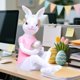 thumbnail image 5 of Estatua de conejo de Pascua, decoración de Pascua, decoración de mesa, figura creativa de conejo Rosa, 5 of 7