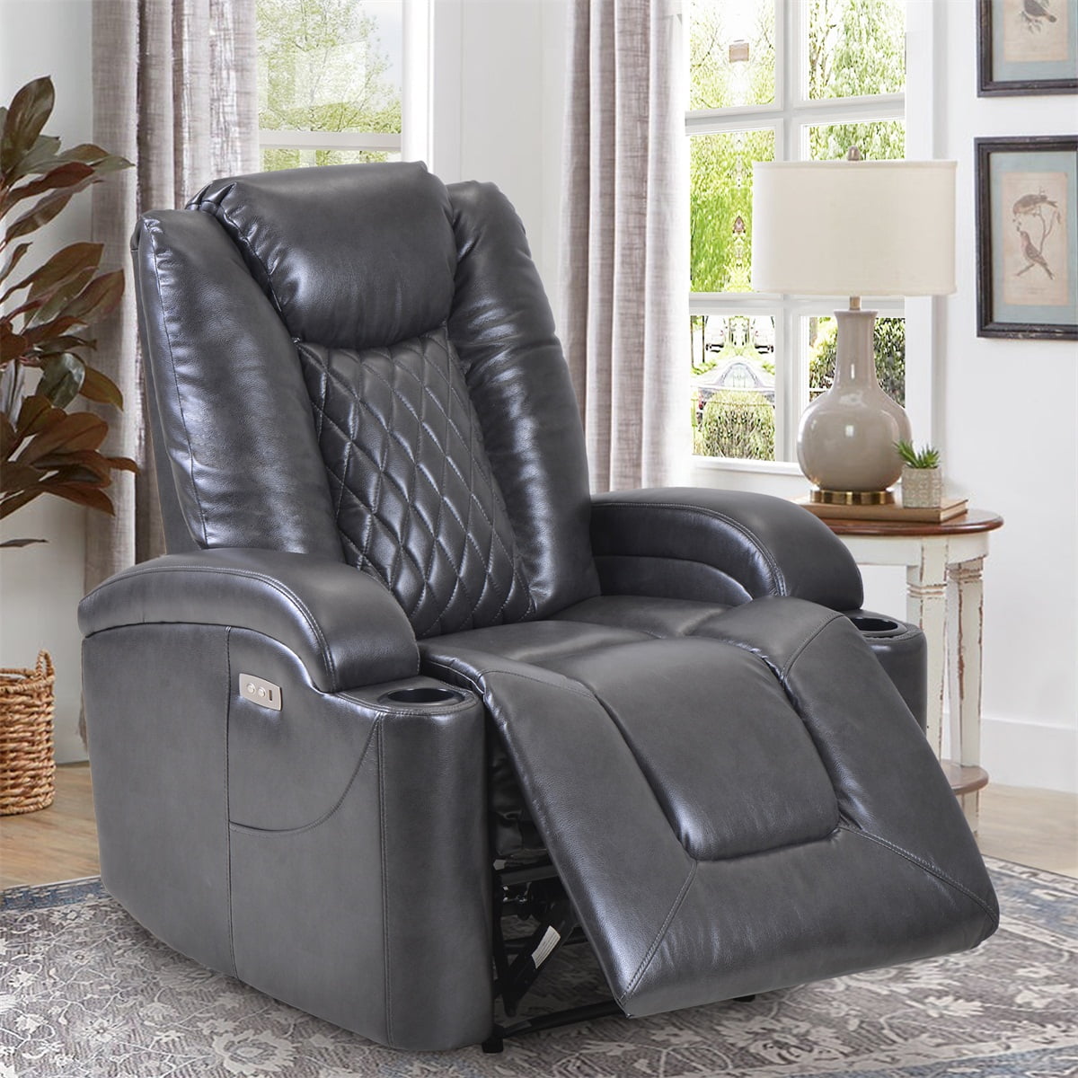 Power Motion Recliner Electric Lift Chair with Cup Holder,Soft Fabric